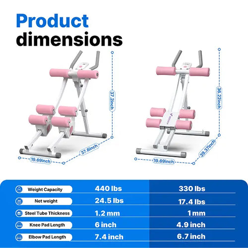 Dual Track Ab Trainer Machine with LCD Monitor, Foldable Core Workout Equipment
